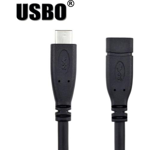 High quality black 0.25M 0.5M 1.0M 2.0M USB3.1 Type C data transfer line high speed Type-C male to female video extension cable