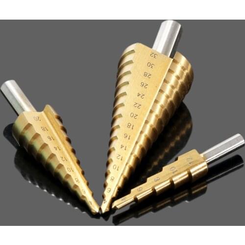 1Pcs Large HSS Steel Step Cone Drill Titanium Coated Bit Set Hole Cutter 4-12 4-20 4-32mm Wood Drilling