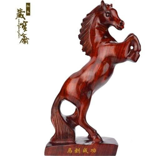 Horse wood carving wood crafts ornaments feng shui Zodiac Madaochenggong gallop horse carving Home Decoration