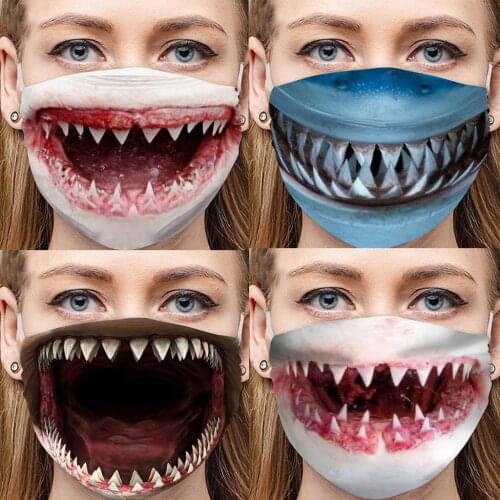 Mask Exhaust Funny Face Scarf Breathable Cycling Mask Halloween Female Party Mascarilla #M Halloween Cosplay Reusable Facemask