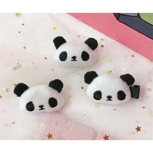 Cartoon Panda lolita Girls Hair Clip Brooch Plush Doll Children Rubber Rope Ponytail Holder Hair Accessories B1270