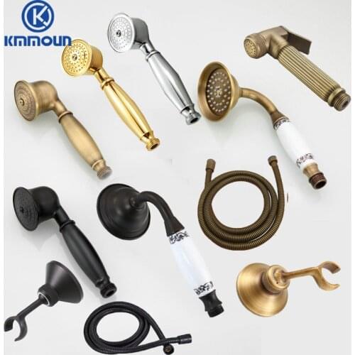 Amibronze Brass&Porcelain Bathroom Hand Shower Head Rainfall Shower Faucet Shower Bracket Shower Hose