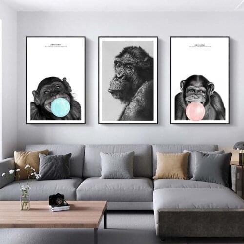 Nordic Thinking Monkey Wall Posters And Prints Modern Animals Pop Art Canvas Prints Chimpanzee Wall Pictures For Kids Room Decor