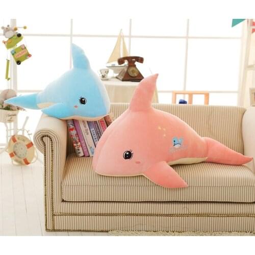 New Blue/Pink Kawaii Dolphin Plush Toys Soft Cartoon Animal Dolphin Stuffed Pillow Doll Sofa Decoration Pillow Cushion Kids Toys