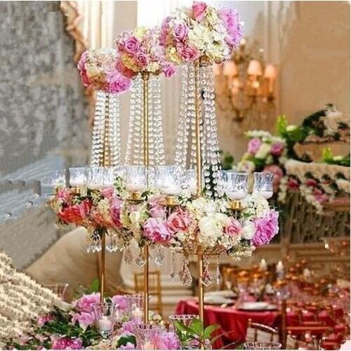 New hot sell 96 cm(H) wedding crystal table centerpiece crystal chandelier flower stand Banquet decorationpcs/lot