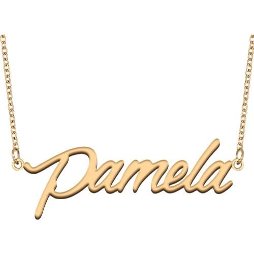Pamela Name Necklace for Women Stainless Steel Jewelry 18k Gold Plated Nameplate Pendant Femme Mother Girlfriend Gift