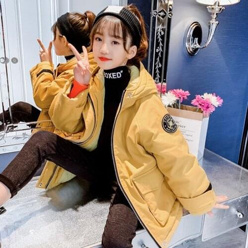 Girls' Coat Babys Kids Down Jacket 2021 Hooded Thicken Winter Autumn Top Cardigan Overcoat Long Sleeve Cotton Childrens Clothi