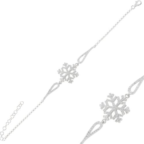 Silver 925 Sterling Snowflake Zircon Cubic Zirconia Bracelet