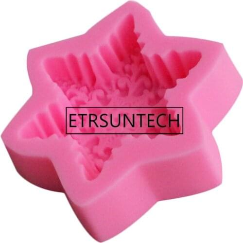 50pcs 3D Snowflake Star Silicone Chocolate Mould Soap Mold Candle Polymer Clay Molds Crafts DIY Forms Soap Base Tool