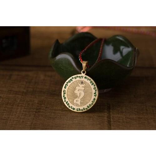 Titanium steel, Green Tara Heart Curse Buddha pendant, Collection of fine arts and crafts