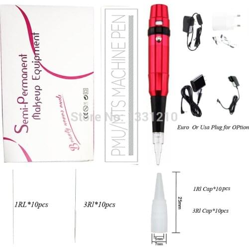 2 Sets Dermógrafo Micropigmentação Universal Rotary Swiss Motor Tattoo Machine With Universal Needles For Eyeliner Eyebrow Lip