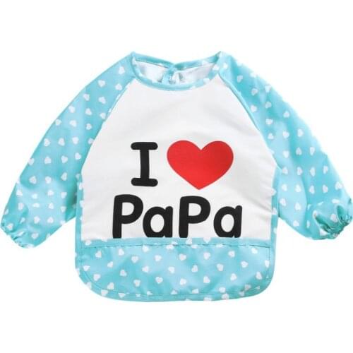 Lovely Boys Girls Baby Letter Print Infant Long Sleeve Anti Wear Waterproof Feeding Shirts LL1