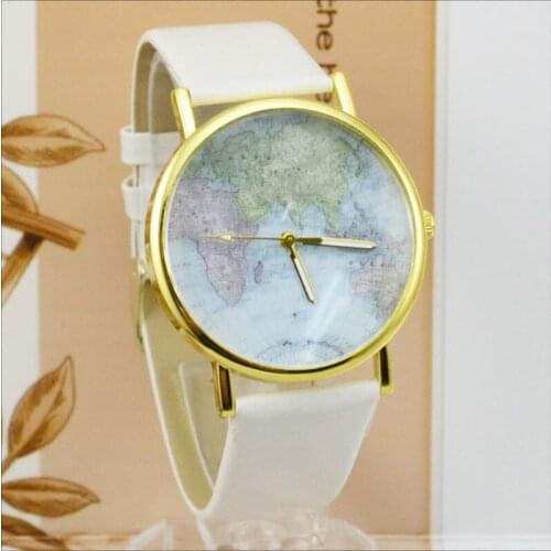 2020 Ladies Watches Women Watches Fashion Design Mini World Watch World Map Watch Leather Band Quartz Watches Womage Cheap Price