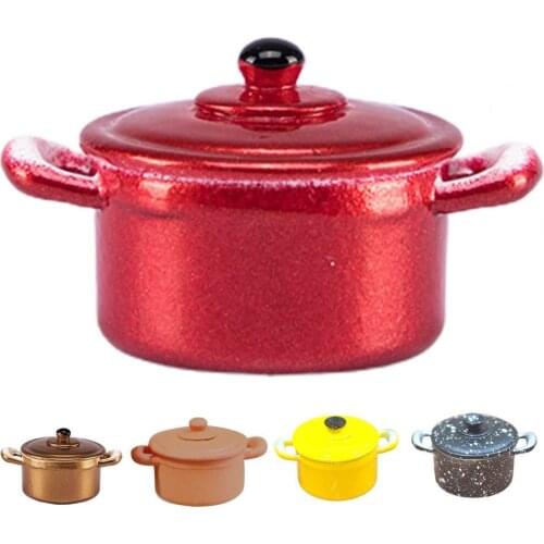 1/12 Dollhouse Miniature Cute Metal Soup Pot Display Mold Home Decor Accessory Decorative Ornaments For Mini Kitchen Scences