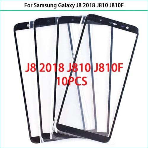 10Pcs For Samsung Galaxy J8 2018 J810 Touch Screen LCD Outer Glass Panel Lens J810F J810G LCD Front Glass With OCA Glue Replace