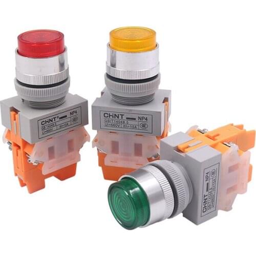 10PCS Chint NP4-11DZS Illuminated Pushbutton Switchs 24V Brand
