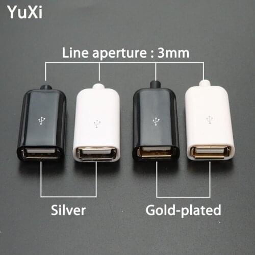 YuXi 4Pcs DIY USB female Jack 3 in 1 Connector Type A Female Welding Plug Power Charging Socket Connector Adaptor Black White
