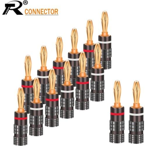 100pcs New Arrival HIFI Banana plug 24K Gold Plated Copper BFA 4mm Banana connector Male Speaker plug Gun Metal