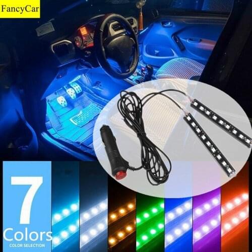 12V Car Atmosphere Light Auto Interior 7 Colors Decoration Neon Lamp Strip RGB LED Car Atmosphere Lamps For Car Accessories