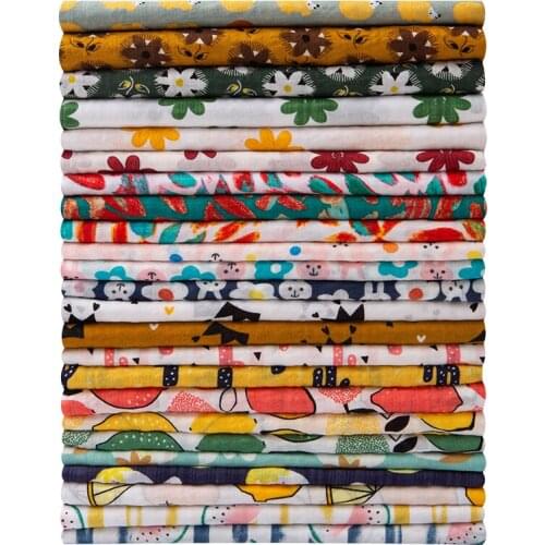 145cm*50cm Summer Dark Grid Bubble Cotton and Linen Cartoon Printing Fabric Pure Cotton Skirt Top Mosquito Pants Children Fabric