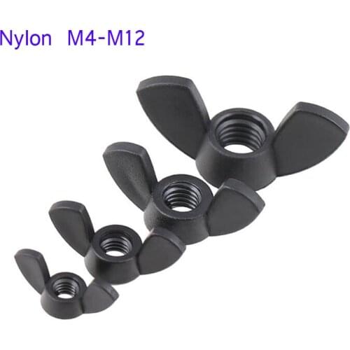 2/5/10/20Pcs Butterfly Nut Wing Nuts DIN1587 Hand Tighten Black Nylon /Plastic M4 M5 M6 M8 M10 M12