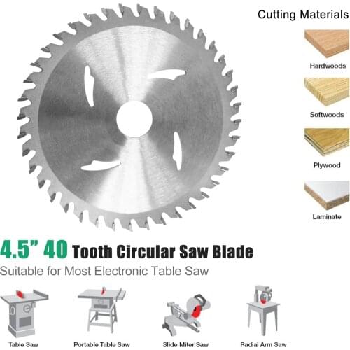4.5 Inch 40 Tooth Circular Saw Blade Alloy Steel Saw Wheel Cutting Disc for Wood Plastic Acrylic Cutting (1PC)