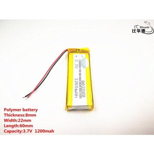 5pcs/lot Good Qulity 3.7V,1200mAH,802260 Polymer lithium ion / Li-ion battery for TOY,POWER BANK,GPS,mp3,mp4