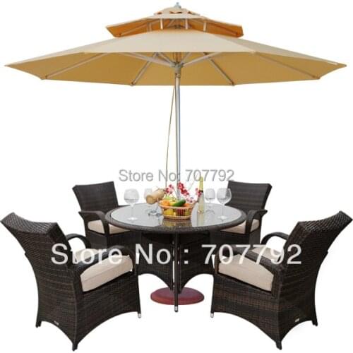 Outdoor Wicker Patio Furniture New Resin 5 Pc Dining Table Set with 4 Chairs