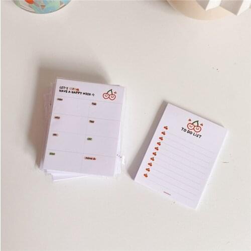 50 Sheets Kawaii Cherry Stripe Memo Pad To Do List Notepad Korean Message Notes Decoration Note Paper Stationery Office Supplies