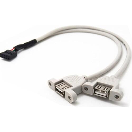 30cm 9Pin Header to Double USB 2.0 Type A Female and Screw Panel cable for Computer PC