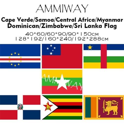 AMMIWAY Any Size Cape Verde Samoa Central Africa Myanmar Dominican Zimbabwe Sri Lanka Single Double National Flags and Banner