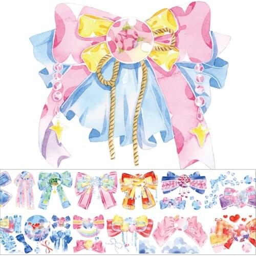 Blazing With Colour Bowknot PET Special Oil Washi Tapes Bullet Journal Masking Tape DIY Scrapbooking Decoration Washi Sticker