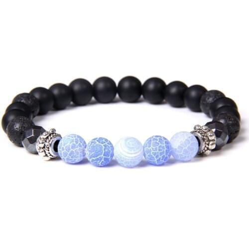 Natural Volcanic Lava Bracelet Homme Colorful Weathered Agat Beaded Charm Bracelet for Women Men Yoga Energy Bracelet Jewelry