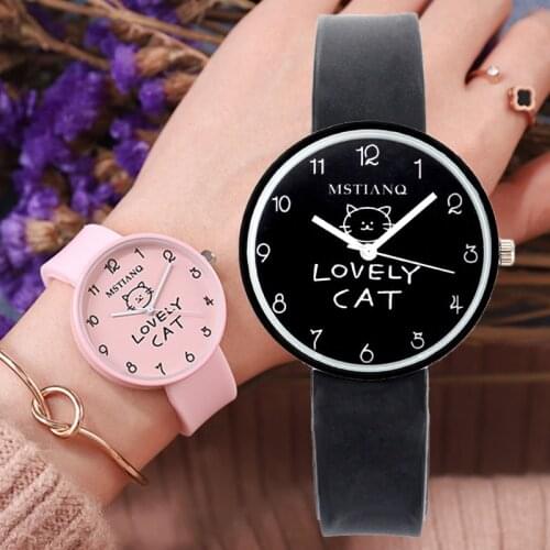Cute Cat fashion women watch candy jelly waterproof silicone watch female high school student clock ladies watches for girl gift
