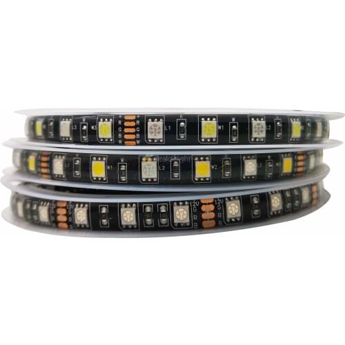 Black PCB 5050 RGB/RGBW LED Strip 60Led/m Flexible LED Strip Ribbon IP20/IP65/IP67 Waterproof 12V 5M