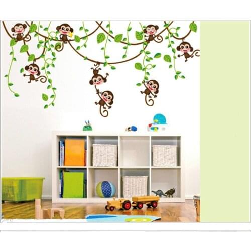 Monkey Tree Playing DIY Wall Sticker Bedroom for Children Wall Poster Home Decoration Wall Paper