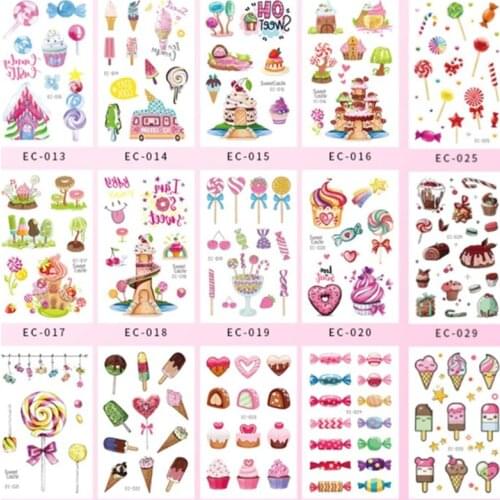 Childrens Tattoo Waterproof Dessert Birthday Tattoo Stickers Ice Cream Cake Tattoo Stickers Hand Arm for Child Boy Girl