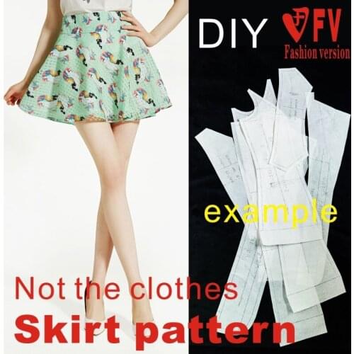 DIY handmade clothing design drawing womens short skirt half skirt 1:1 cutting pattern BBQ-13