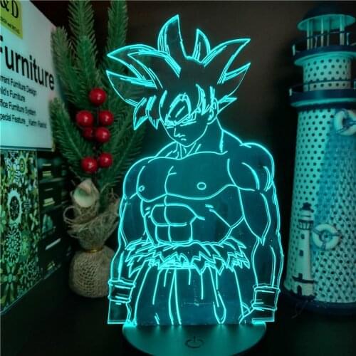 Dragon Ball Super Ultra Instinct Goku Anime Figure 3D Lamp LED Figurine Juguetes Model Statue Brinquedos DBZ Goku Toy Collection