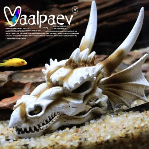 Dragon Resin Simulation Dinosaur Skull Sinking Stone Action Figure for Aquarium Fish Tank Landscaping Decoration Toys DIY Crafts