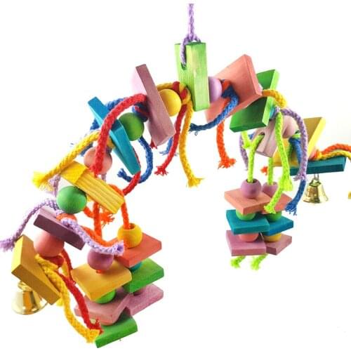 Parrot Toys Bird Toy Parrot Color Wood Bite Toys Playing in Cage for budgie agapornis Swing Perch Accessories Pet Supply