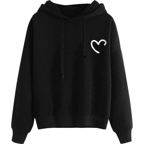 Kawaii Love Print Hoodies Womens Autumn Winter Hoodie Sweatshirt Pullover Tops Long Sleeved Comfortable Hoodies Women mikina