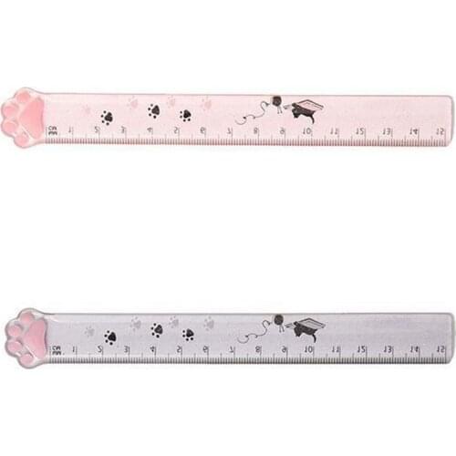 15cm Cute Cat Paw Plastic Straight Ruler Kawaii Tools Stationery Cartoon Drawing Gift Children Student Office School Measuring