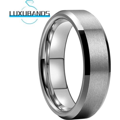 6MM Men Wemens Tungsten Wedding Rings Beveled Edges Engagement Bands Matte Brushed Finished Comfort Fit