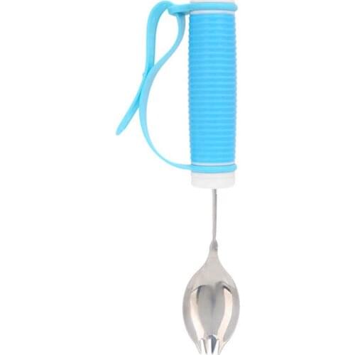 Special protection sets Artificial Breasts Fork Eating Aid Non‑Slip Adjustable Strap 2 in 1 Spoon for Parkinson Arthritis MS