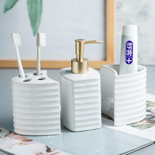 Ceramic Sanitary Ware Wash Set Minimalist Bathroom Amenities Home Decoration Model Room Accessories Toilet bathroom brush holder