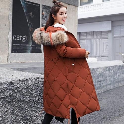 OLGITUM Women Coat Winter Long Cotton Padded Coat Color Feather Down Cotton Coat Winter Jackets for Female CC624
