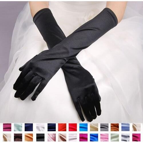 Party Gloves for Women Arm Long Satin Opera Gloves Handschoenen with 16 Colors Gants Femme