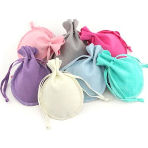 Coloful Velvet Drawstring Bag Gift Bags Earring Jewelry Display Packaging Wedding Candy Pouches Reusable Shopping Bag