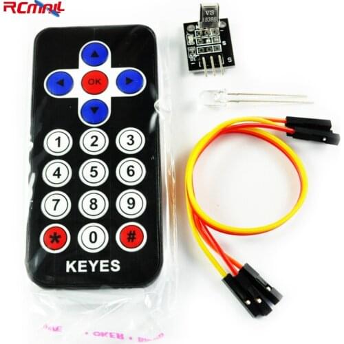 RCmall Infrared Wireless Remote Control with Infrared Sensor Receiver Dupond Cable Wire DIYmall